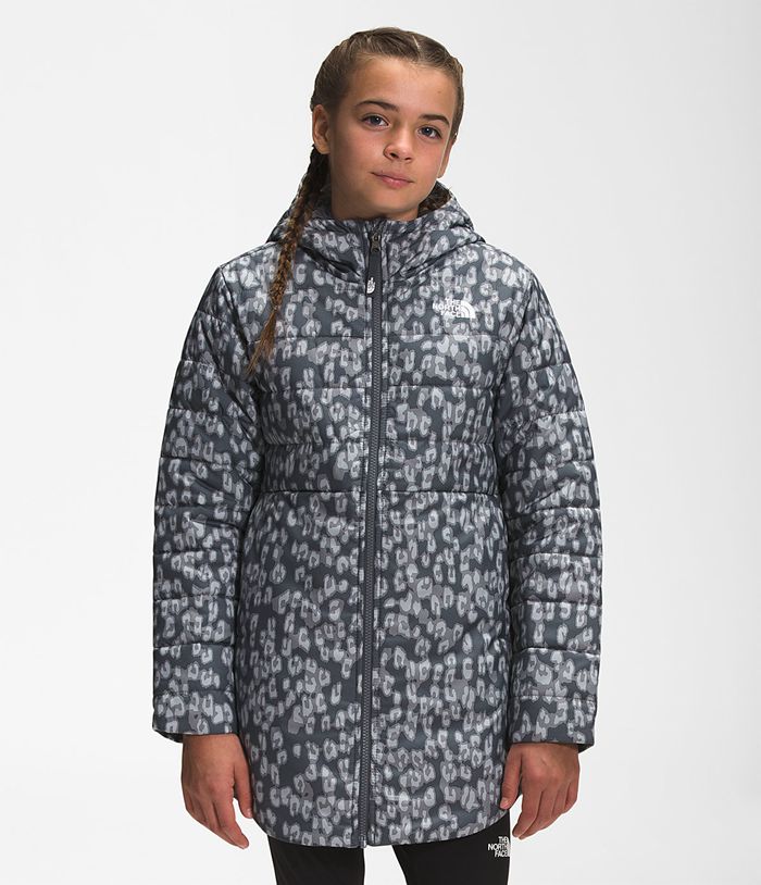 The North Face Girls Jacket Printed Reversible Mossbud Swirl Parka 749KZFEHL - Grey/Leopard